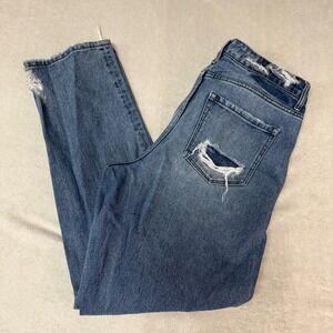 Flying Monkey Ultra High Rise Straight Leg Distressed Jeans Blue‎ 100% Cotton 30